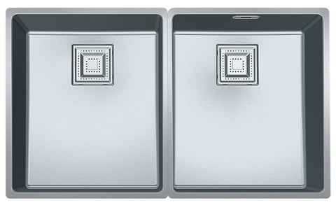 Franke Centinox double bowl undermount sink - 18/10 stainless steel, 24L bowls, overflow - CMX120-34/34