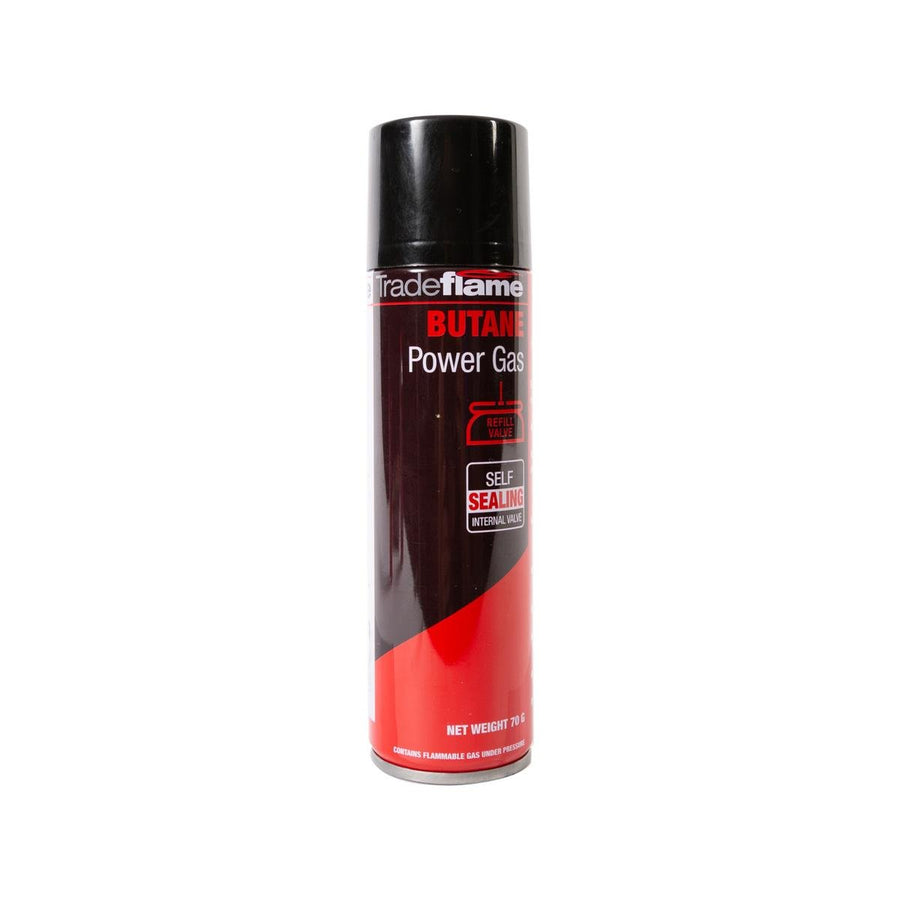 Tradeflame 70g Butane Gas Cartridge Refill Valve - High Temperature Fuel - SuperSaverAU - view 1