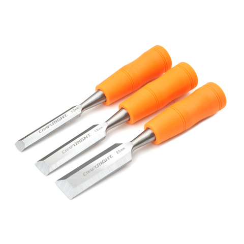 Craftright Wood Chisel Set - 12mm 19mm 25mm - Carbon Steel - 3 Piece - SuperSaverAU - view 1
