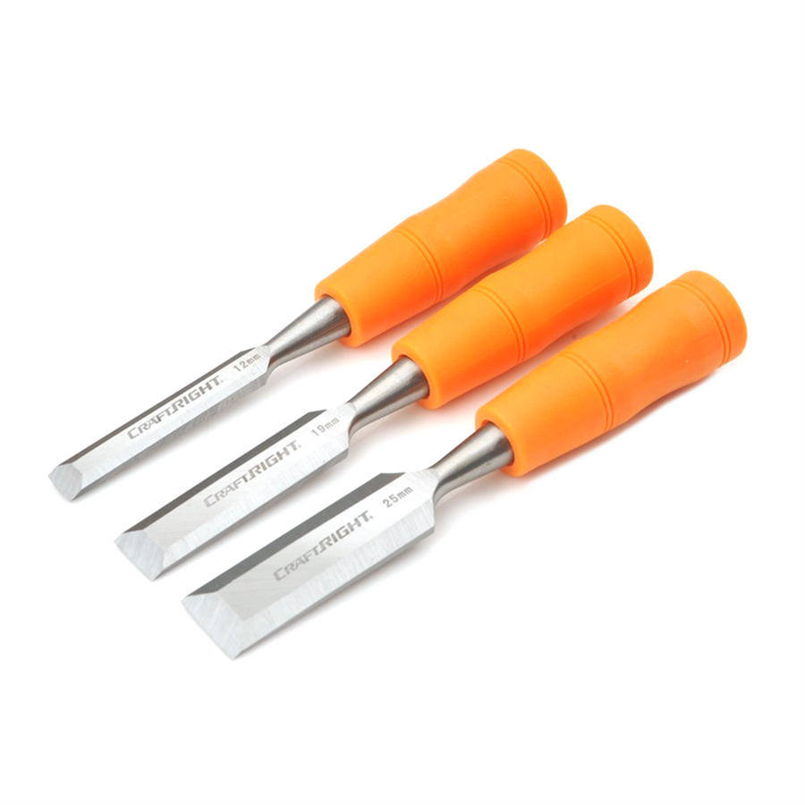 Craftright Wood Chisel Set - 12mm 19mm 25mm - Carbon Steel - 3 Piece - SuperSaverAU - view 1