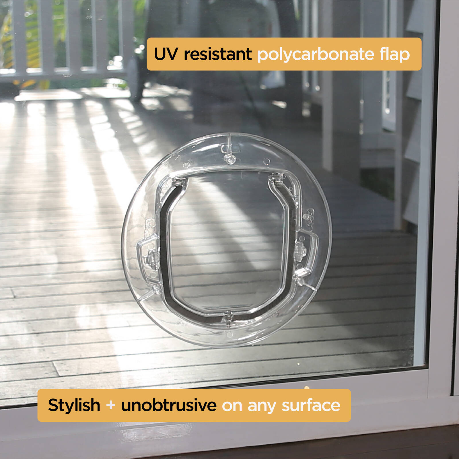 Hakuna Pets Medium Ultra Clear Pet Door - Clear Polycarbonate, 4-Way Locking Flap