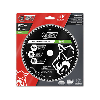 Full Boar 235mm 60t Circular Saw Blade - Trade Series - Steel Alloy