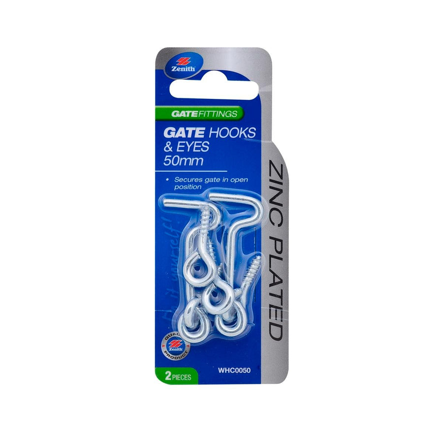 Zenith Gate Hooks and Eyes - 50mm - Zinc Plated - Easy Install - 2 Pack - SuperSaverAU - view 1