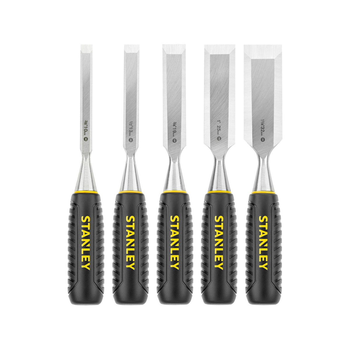 Stanley 5 Piece Essentials Chisel Set - 10mm to 32mm - Carbon Steel Blades - SuperSaverAU - view 2