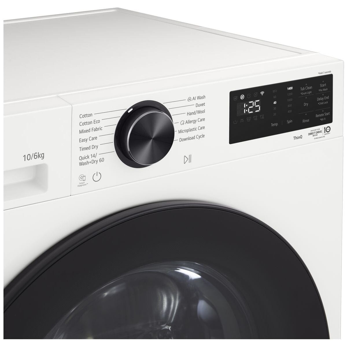 LG 3 Series 10kg/6kg Front Load Washer Dryer Combo - Condenser Drying, ThinQ Control - White - WXC3-1410W