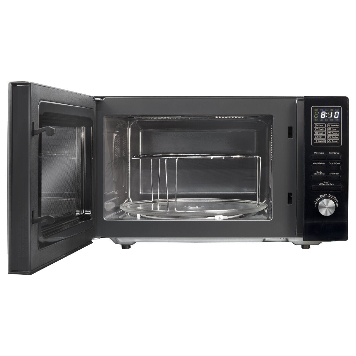 Artusi 25L Microwave Oven with Grill - 900W, Black Glass, 10 Auto Menus - AMG25B
