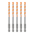 Kango 5 x 100mm Masonry Drill Bit 5 Pack - 1/4" Hex Carbide Tip for Concrete & Brick