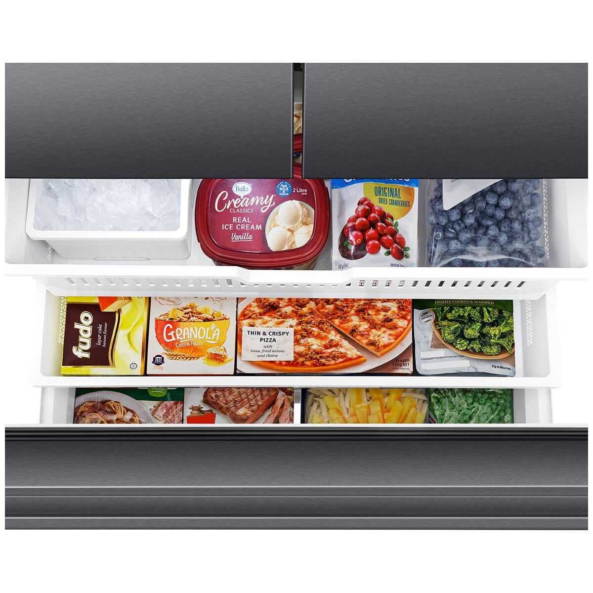 Hisense 634L French Door Fridge - Plumbed Water and Ice, Dark Stainless Steel, Flat Door - HRFD634BW