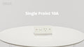 DETA Solid Plate Single Power Point 10A 250V White Polycarbonate 3201B