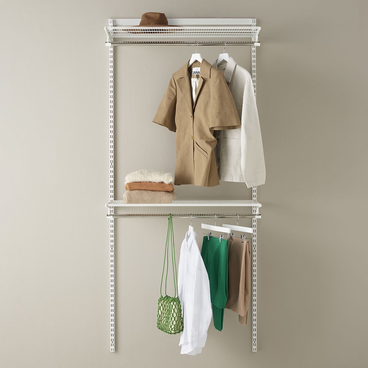 Elfa Essentials 644mm Wardrobe Pack - White E-Poxy Bonded Steel - 10 Year Warranty - 11988