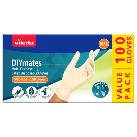 Vileda Ansell WORKmates Latex Disposable Gloves 100 Pack - Medium/Large