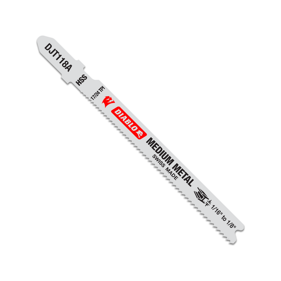 Diablo 92mm High Speed Steel Jig Saw Blade for Medium Metal 1.5mm-3mm, 24 TPI, 5 Pack