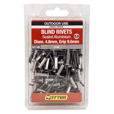 Otter 4.8 x 9.6mm Sealed Aluminium Blind Rivets 100 Pack