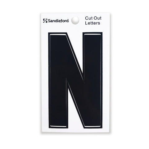 Sandleford 85mm Black Cut Out Self Adhesive House Letter N, Weather Resistant Polycarbonate