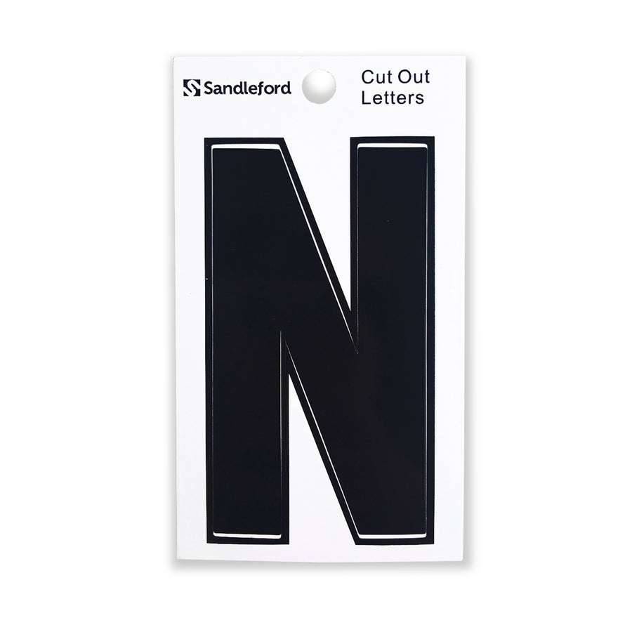 Sandleford 85mm Black Cut Out Self Adhesive House Letter N, Weather Resistant Polycarbonate
