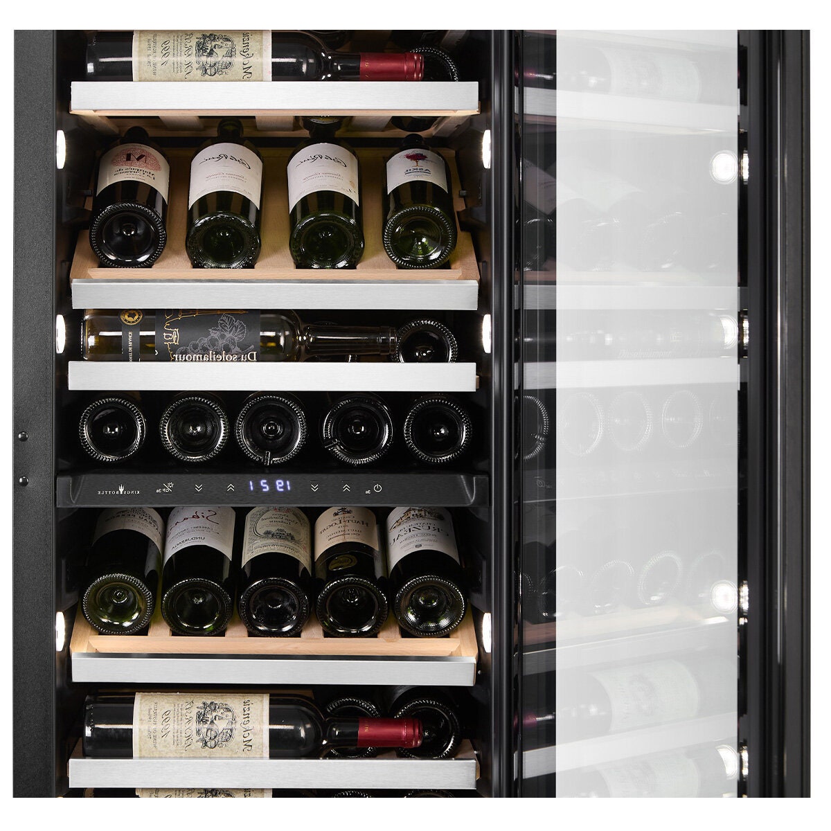 KingsBottle Atelier Duo 86 Bottle Dual Zone Wine Fridge - Black Glass Door - Right Hinge - KB245DX-BK-RHH