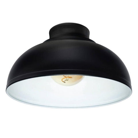 Brilliant 28cm Matt Black Foundry DIY Batten Fix Light Shade - SuperSaverAU - view 1