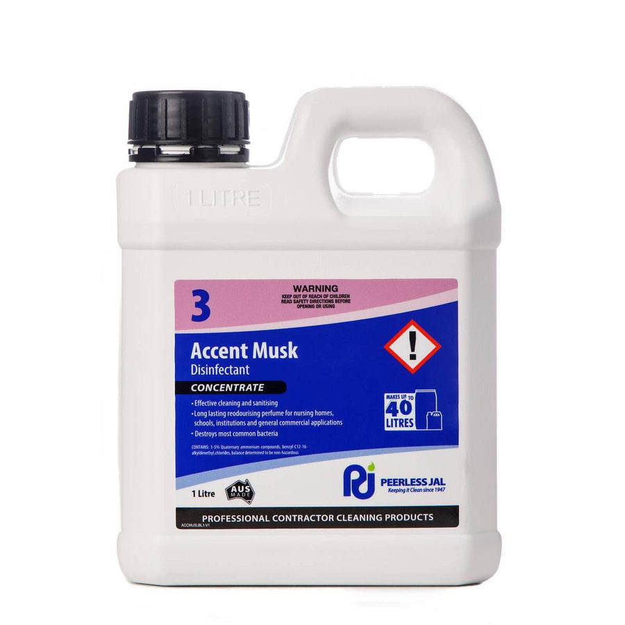 Peerless JAL Accent Musk Disinfectant 1L Liquid Anti-Bacterial Cleaner - SuperSaverAU - view 1