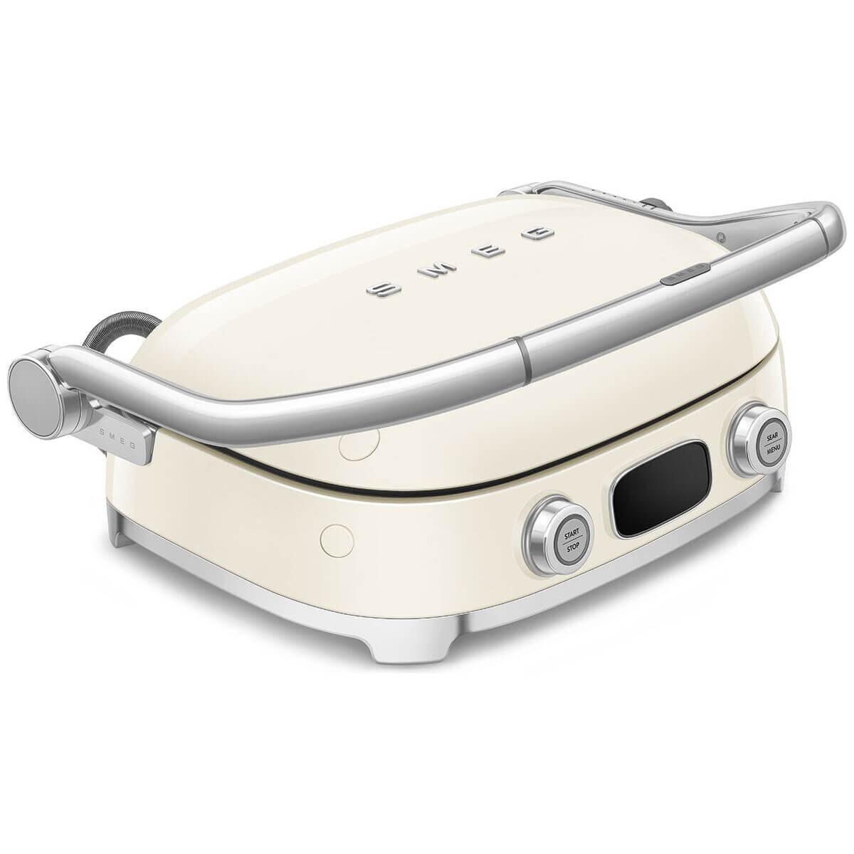 Smeg 50s Style Countertop Multifunctional Grill - Cream, 2000W, Ceramic Plates, Drip Tray - MGF01CRAU