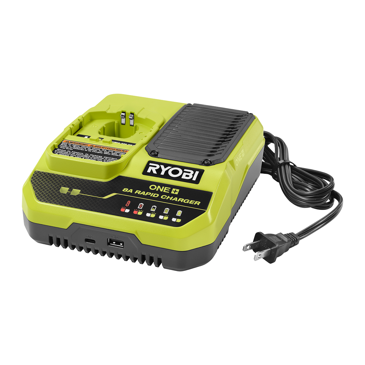 Ryobi 18V ONE+ 8A Rapid Charger RC18180 - Wall Mountable - USB Ports - 160mm x 65mm x 210mm - SuperSaverAU - view 5