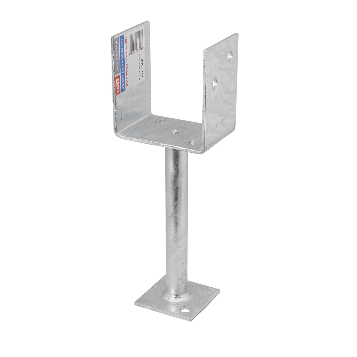 Pryda Full Stirrup Post Anchor - 200x100mm - M10 - Hot Dip Galvanised - Termite Protection - SuperSaverAU - view 1