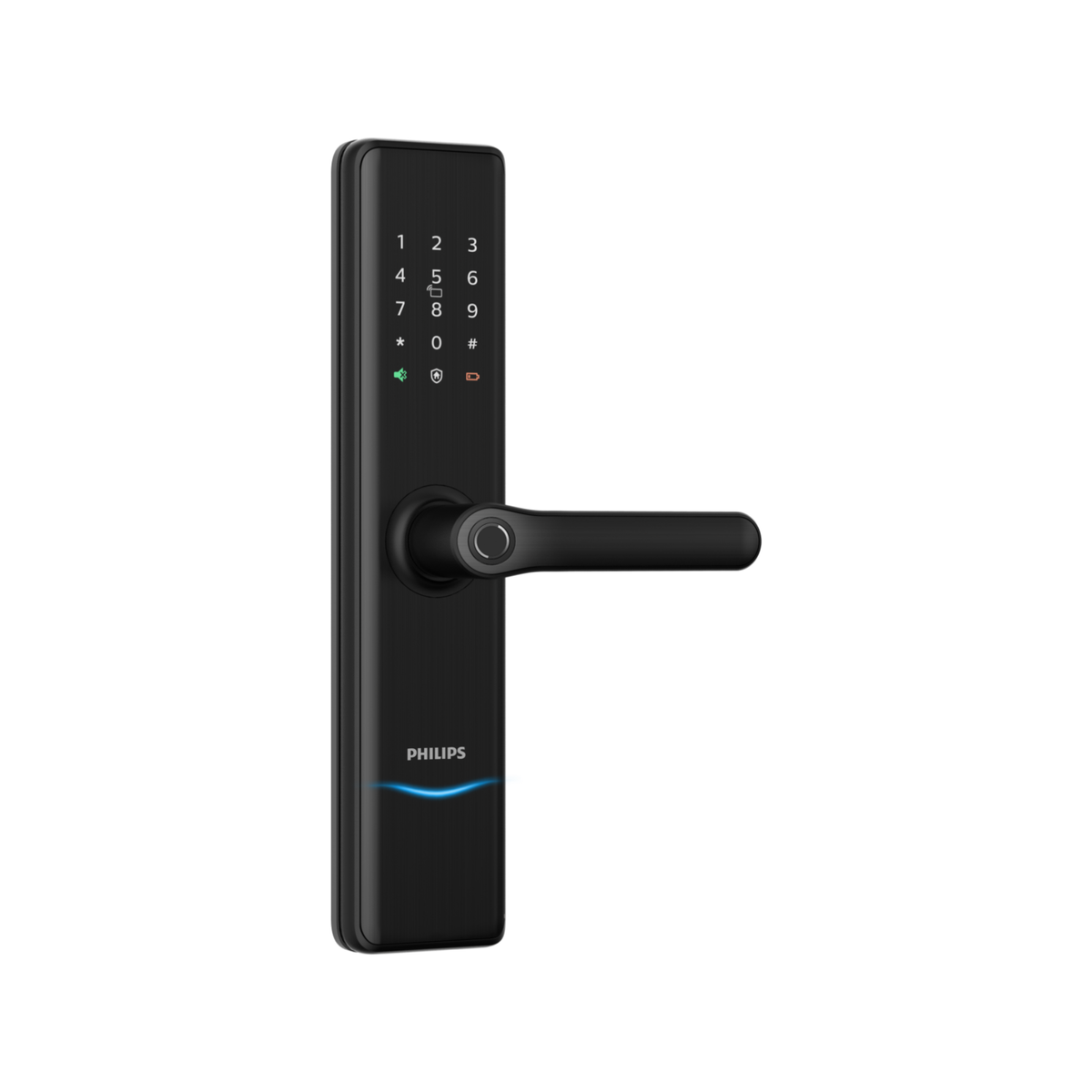 Philips Easykey Bluetooth Mortise Handle Lock - Black - Keyless Entry - 100 Fingerprints - 8 AA Batteries