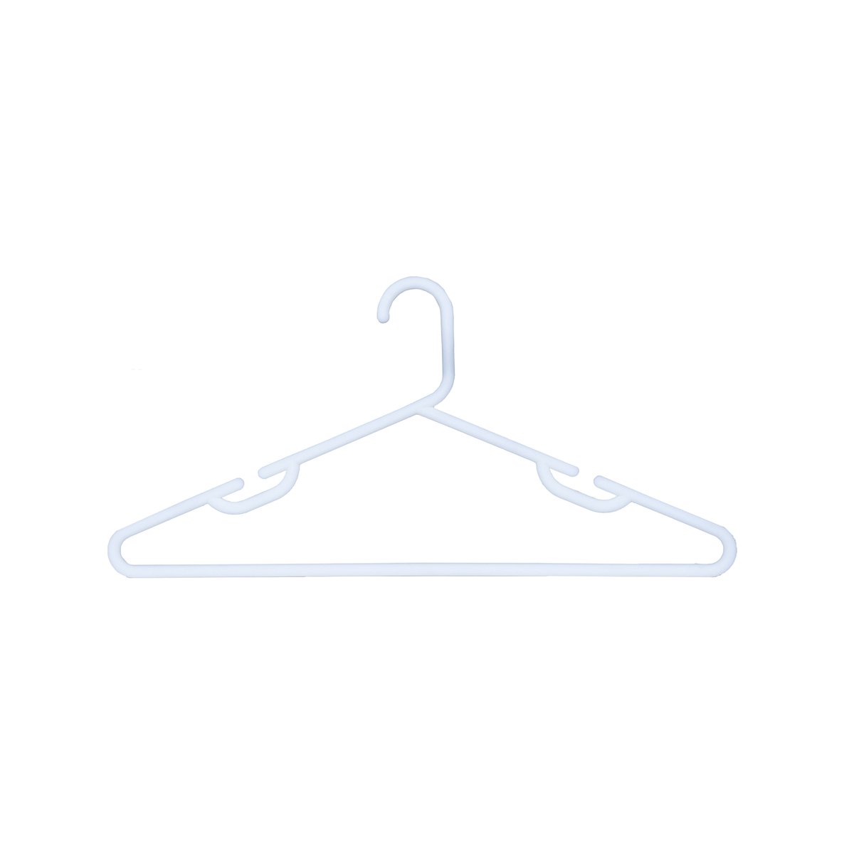 Practa White Heavy Duty Plastic Tube Clothes Hangers 15 Pack - 445mm x 215mm - Anti-Slip Notches - Extra-Wide Design