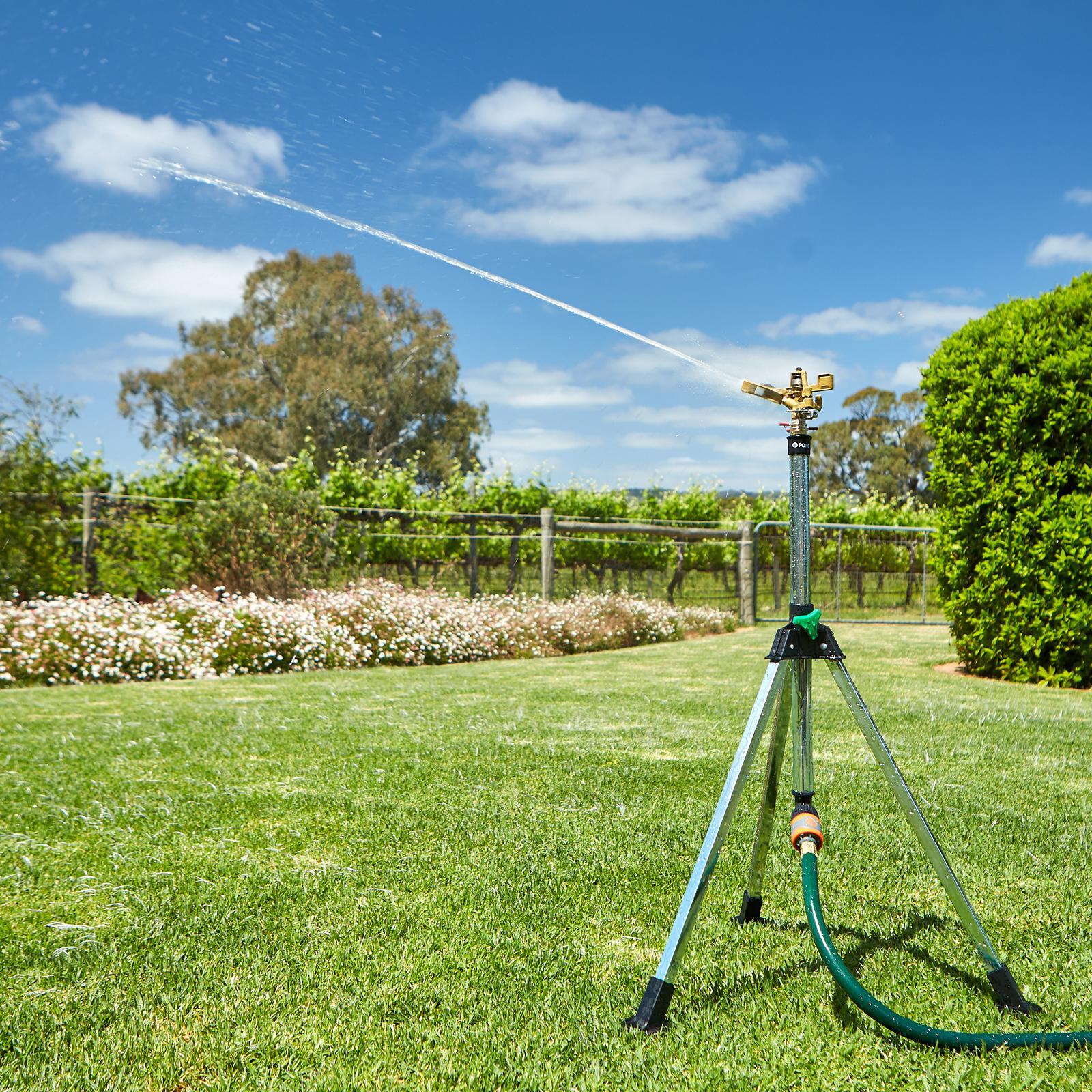 Pope Rain Tower Impact Sprinkler on Tripod 24m Coverage Diecast Zinc