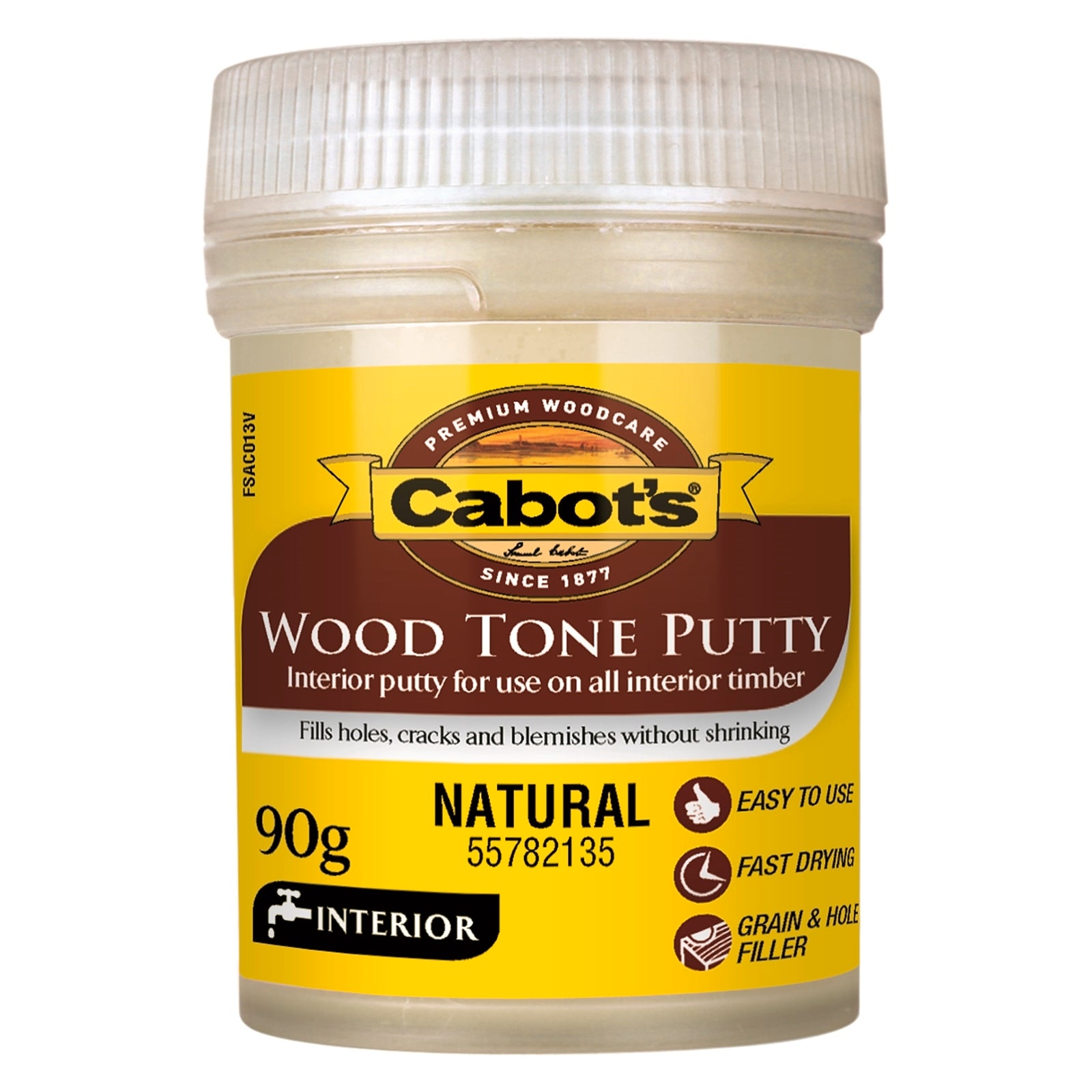 Cabot's Wood Tone Putty 90g Natural, Water-Based Interior Timber Hole & Crack Filler