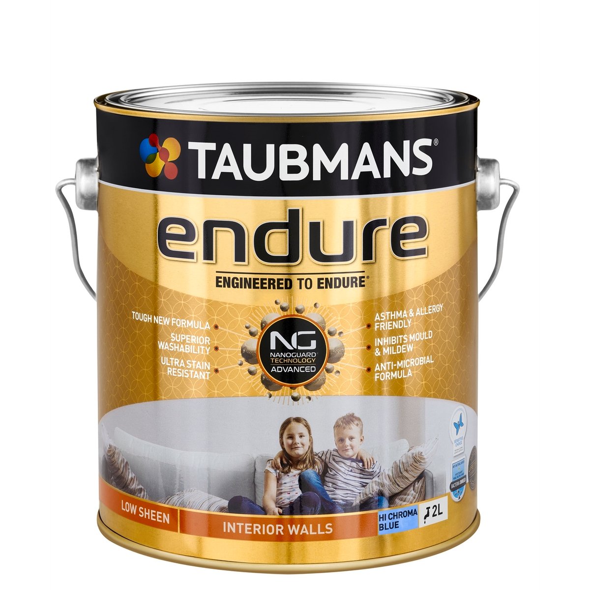 Taubmans 2L Hi C Blue Low Sheen Endure Interior Walls Paint 2.523kg - SuperSaverAU - view 1