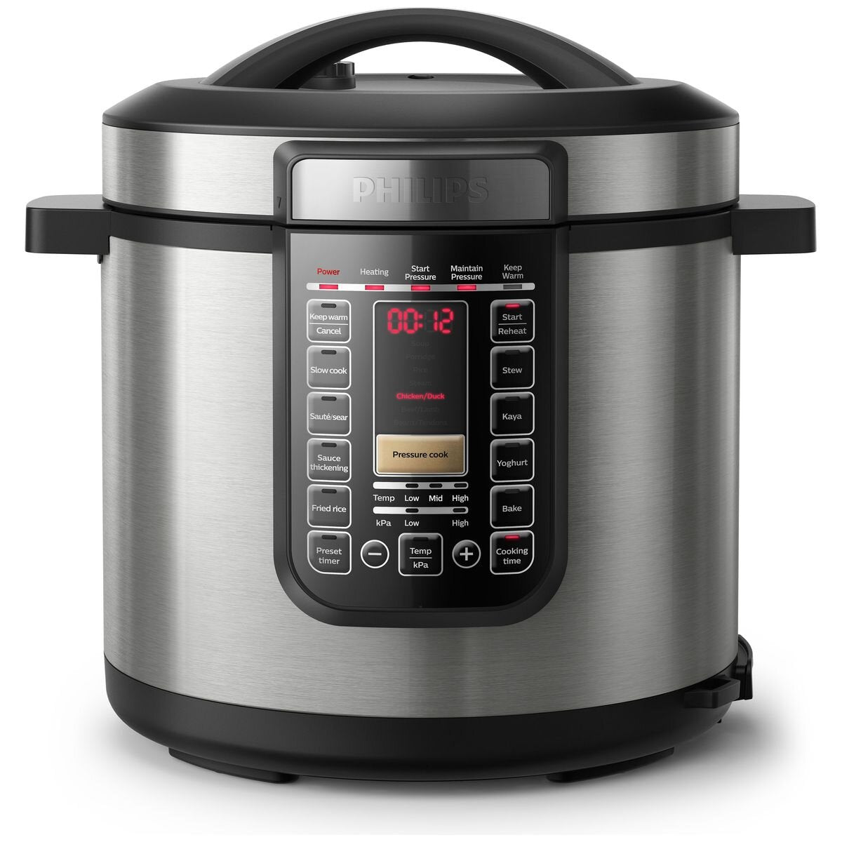 Philips All-In-One XL 8L Multi Cooker - 1500W, 20 Pre-Set Programs, Black and Silver - HD2238-72