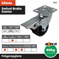 Move It Swivel Brake Castor - 50mm - Steel - For Carpet - SuperSaverAU - view 3