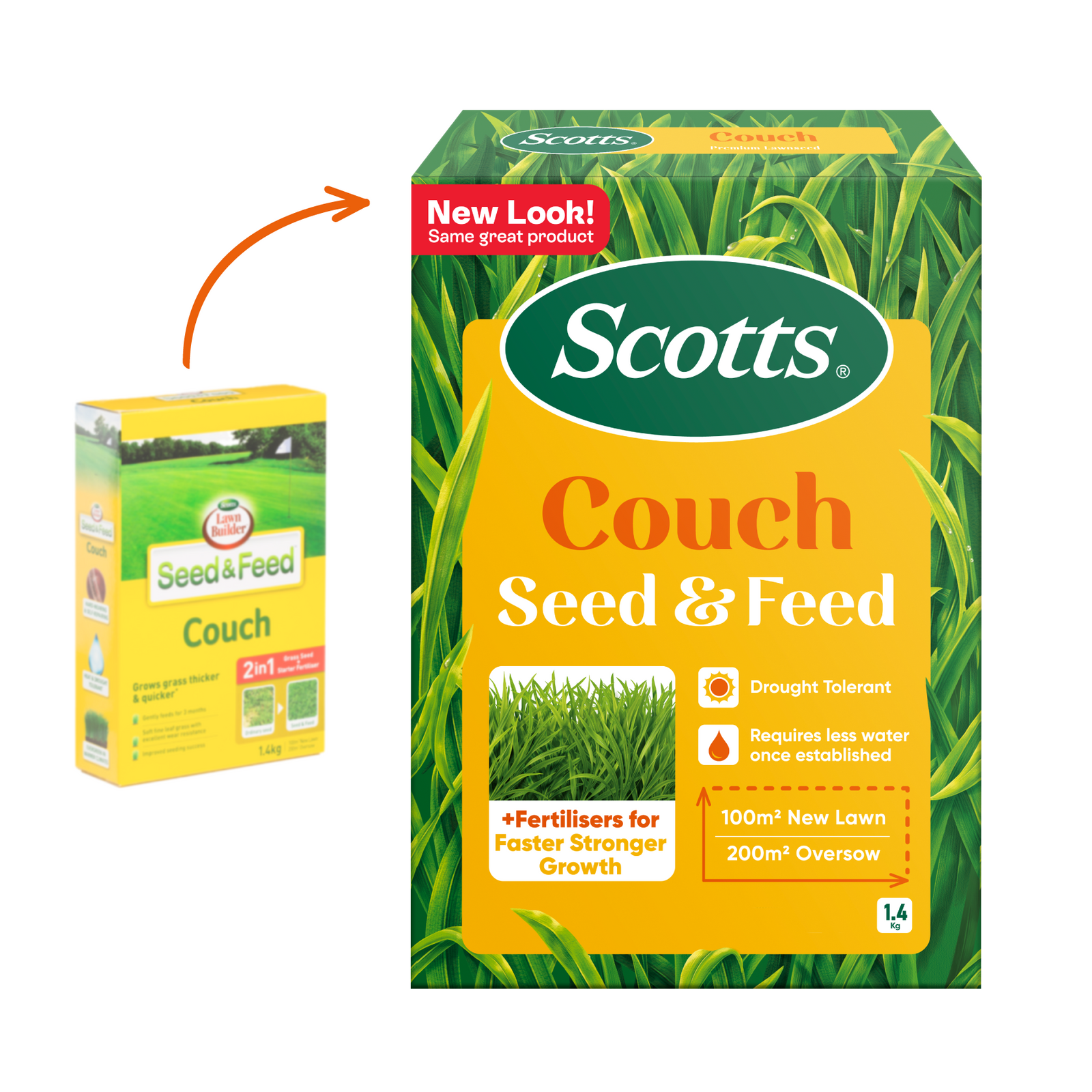 Scotts Lawn Builder Seed & Feed Couch Lawn Seed 1.4kg - 100sqm