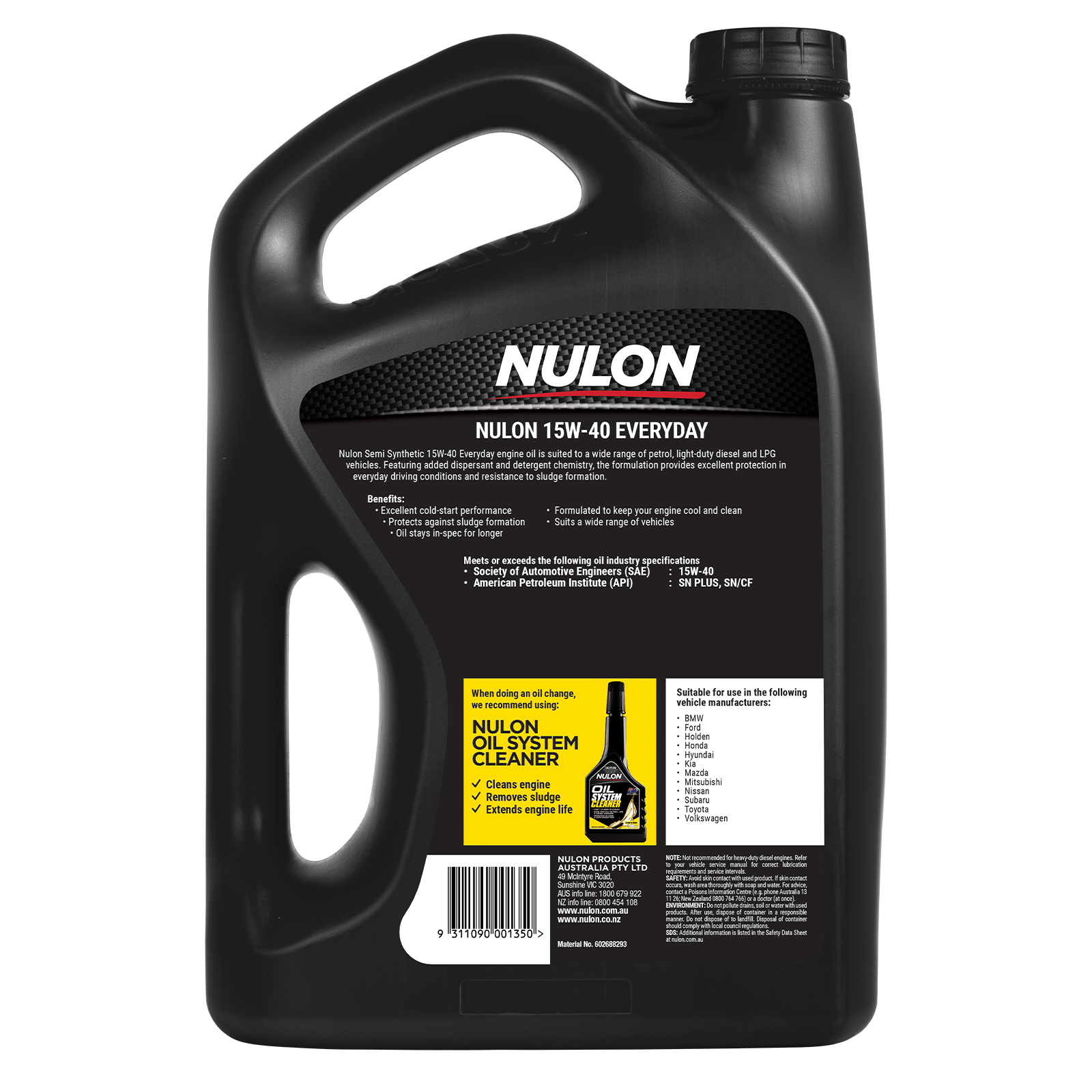 Nulon Semi Synthetic 15W-40 Everyday Engine Oil 5L