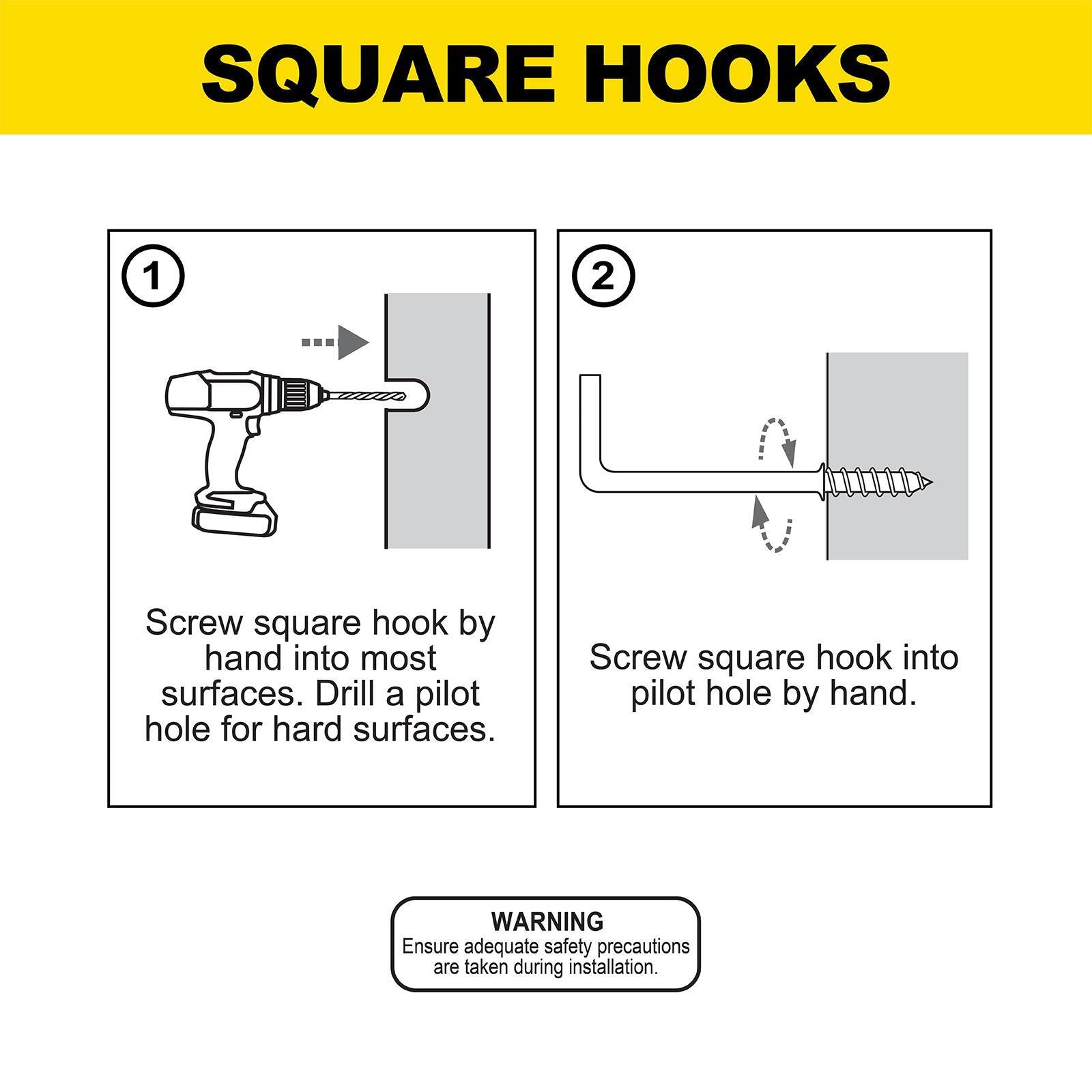 Everhang 50mm Zinc Steel Square Hooks 5 Pack Silver