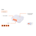 Tactix 6 Compartment Storage Box Transparent Polypropylene Removable Dividers Stackable