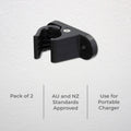 Deta EV Wall Mount Cable Holder - Portable Charger 2 Pack - 31mm x 46.5mm x 77mm - Black - Durable & Flexible - SuperSaverAU - view 3