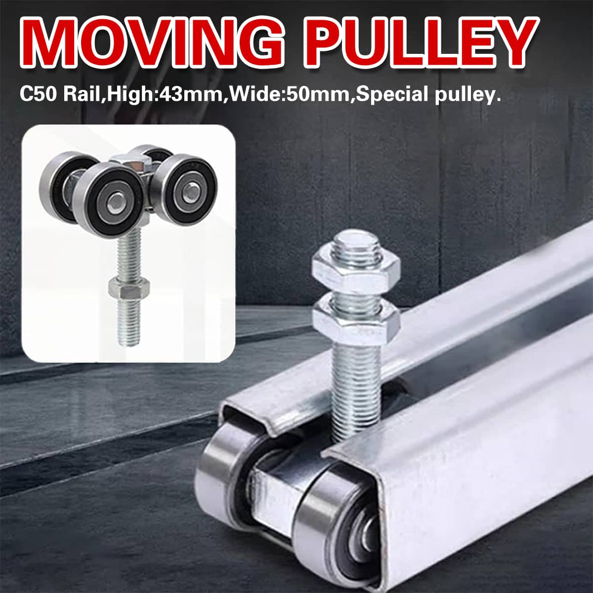 C50 Heavy Duty Sliding Door Roller Pulley - 304 Stainless Steel