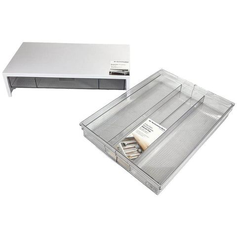 The Container Store 2 Piece Office Pack - Monitor Riser, Drawer Organiser, Clear PET - VTCS-OFFICE-P1