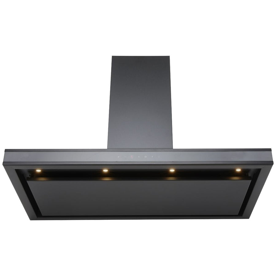 Schweigen 90cm Wall Mounted Canopy Rangehood - Black - 900m³/h - Perimeter Aspiration - DS3326B-9STPAK