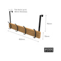 MODE 450 x 70 x 45mm Bamboo Board 4 Black Hooks Over Door Hanger
