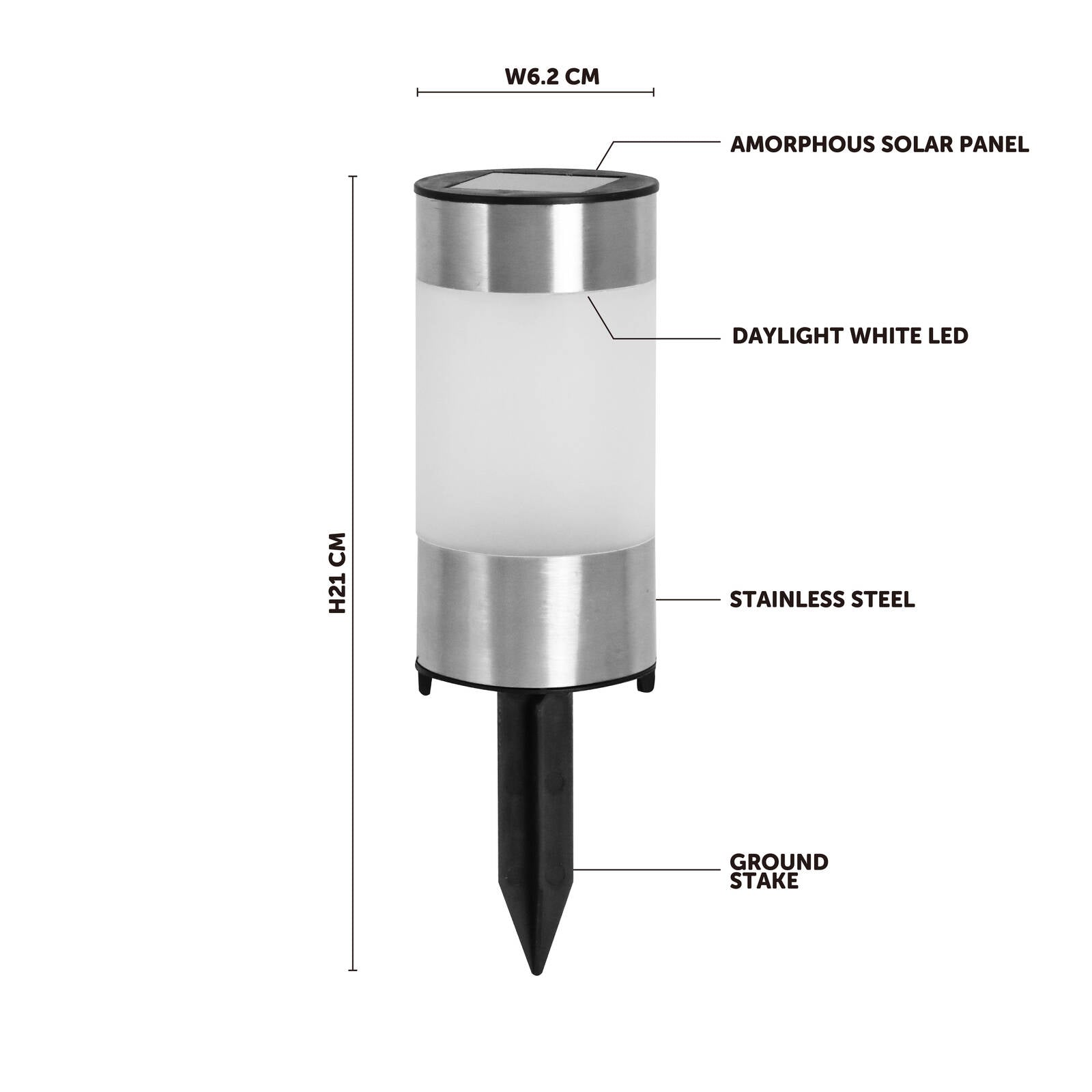 Click Byron Solar LED Pathway Bollard Stainless Steel