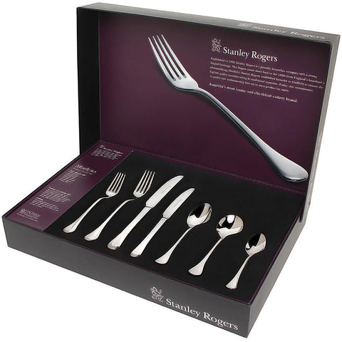 Stanley Rogers Modena 56 piece cutlery set - teardrop handle, mirror polish, formal setting for eight - 50564