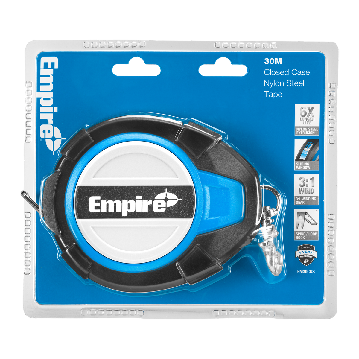 Empire 30m Closed Case Long Steel Tape Measure - Durable Steel Blade - SuperSaverAU - view 2
