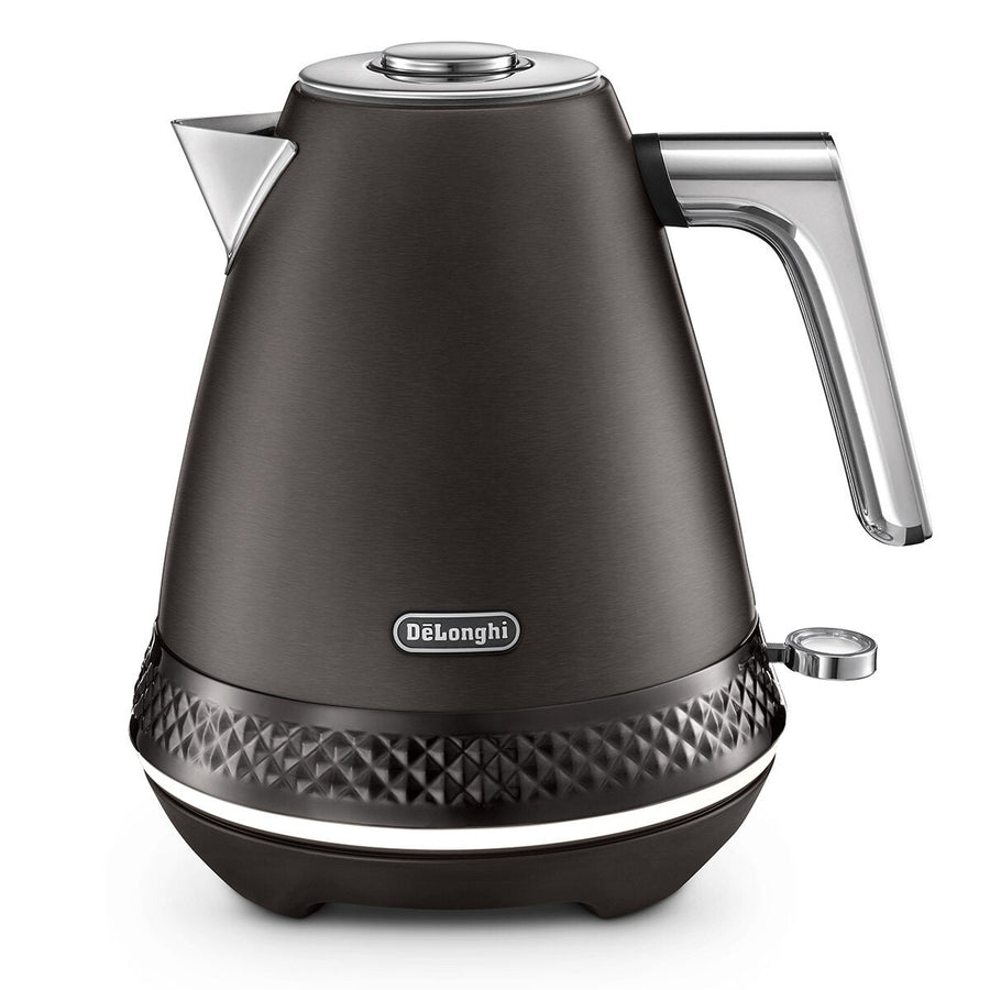 DeLonghi Diadema 1.7L Kettle - Onyx Black, Brushed Stainless Steel Body, 2400W - KBV2401BK