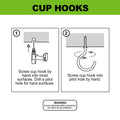 Everhang 28mm Black Powder Coated Steel Cup Hook 10 Pack