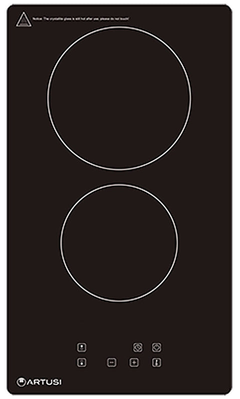 Artusi 30cm Domino Ceramic Cooktop - 2 Cooking Zones, Touch Controls, 99-Minute Timer - CACC32A