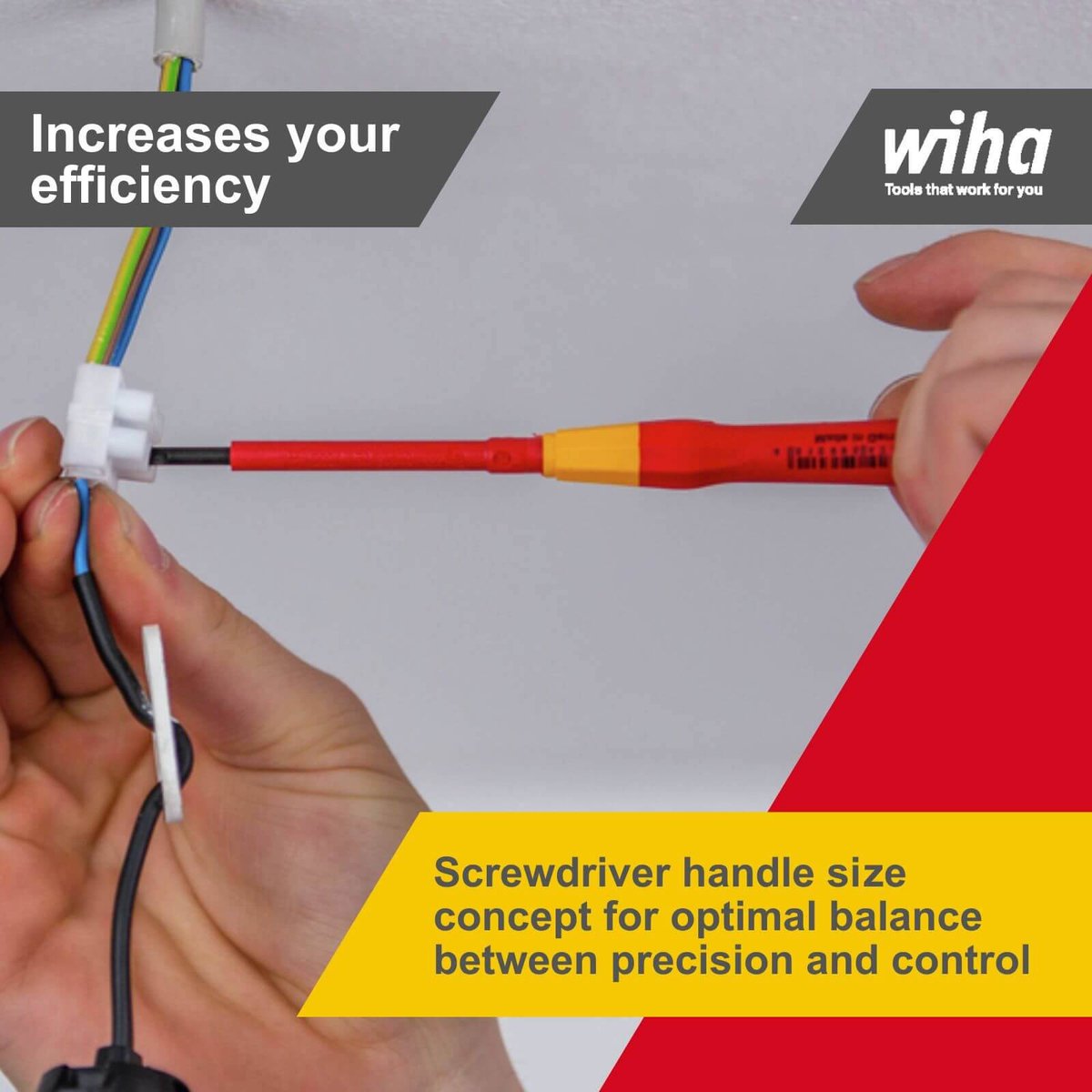 Wiha 9 Piece VDE Insulated Screwdriver Set - 167mm - Red/Yellow - Ergonomic Design