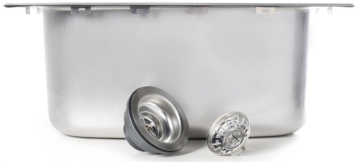 Oliveri 45L single bowl topmount laundry tub - 304 grade 18/10 stainless steel, no tap hole - TI45