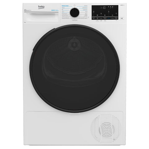 Beko 8kg heat pump dryer with steam and Wi-Fi - 9 star energy rating, reversible door - BDPB803SW